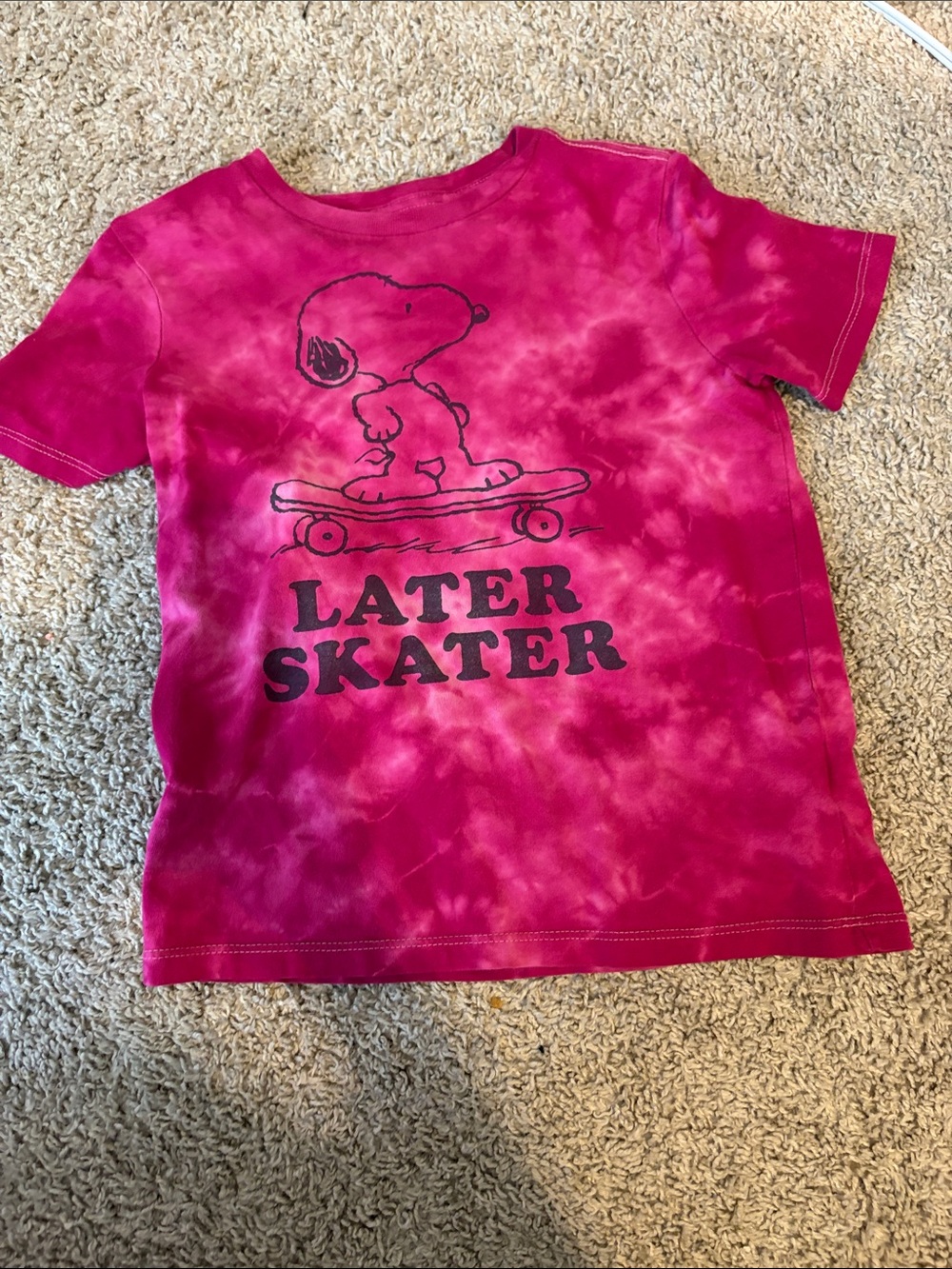 GAP Pink Tie-Dye 'Later Skater' Snoopy Tee